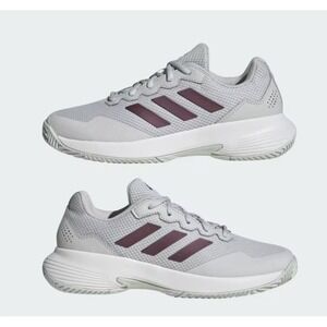 Adidas GameCourt 2.0 Grey Aurora Plum Metallic Women's 8.5 Tennis Sneakers Shoes